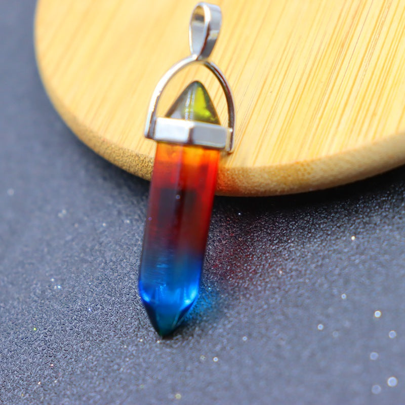 Natural Stone Crystal Hexagon Prism Bullet Pendants