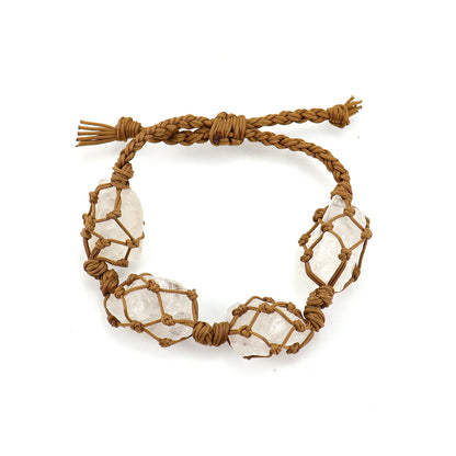 Woven Crystal Rough Stone Mesh Wax Bracelets