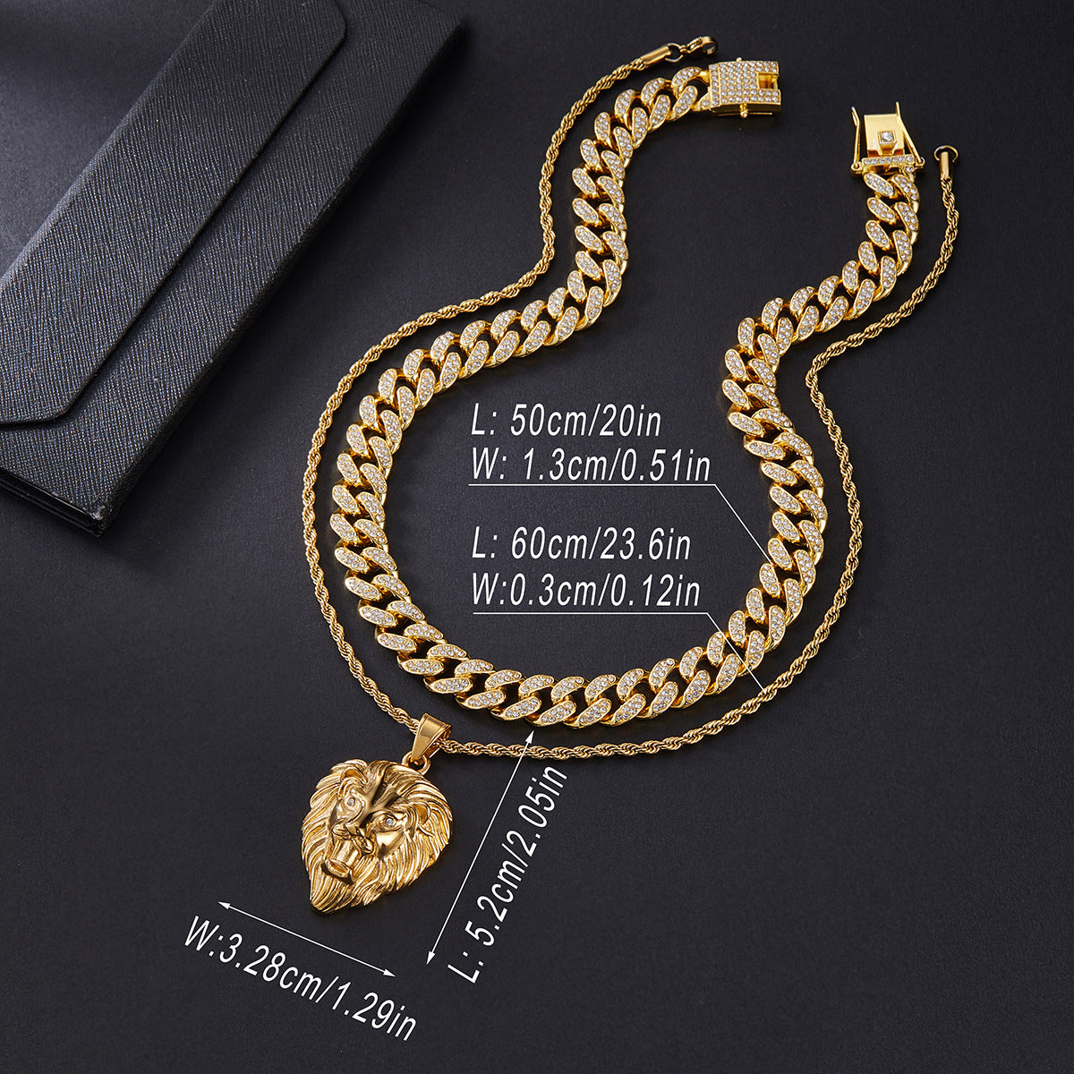 Men's Twin Zinc Alloy Lion Trendy Hip Hop Pendants