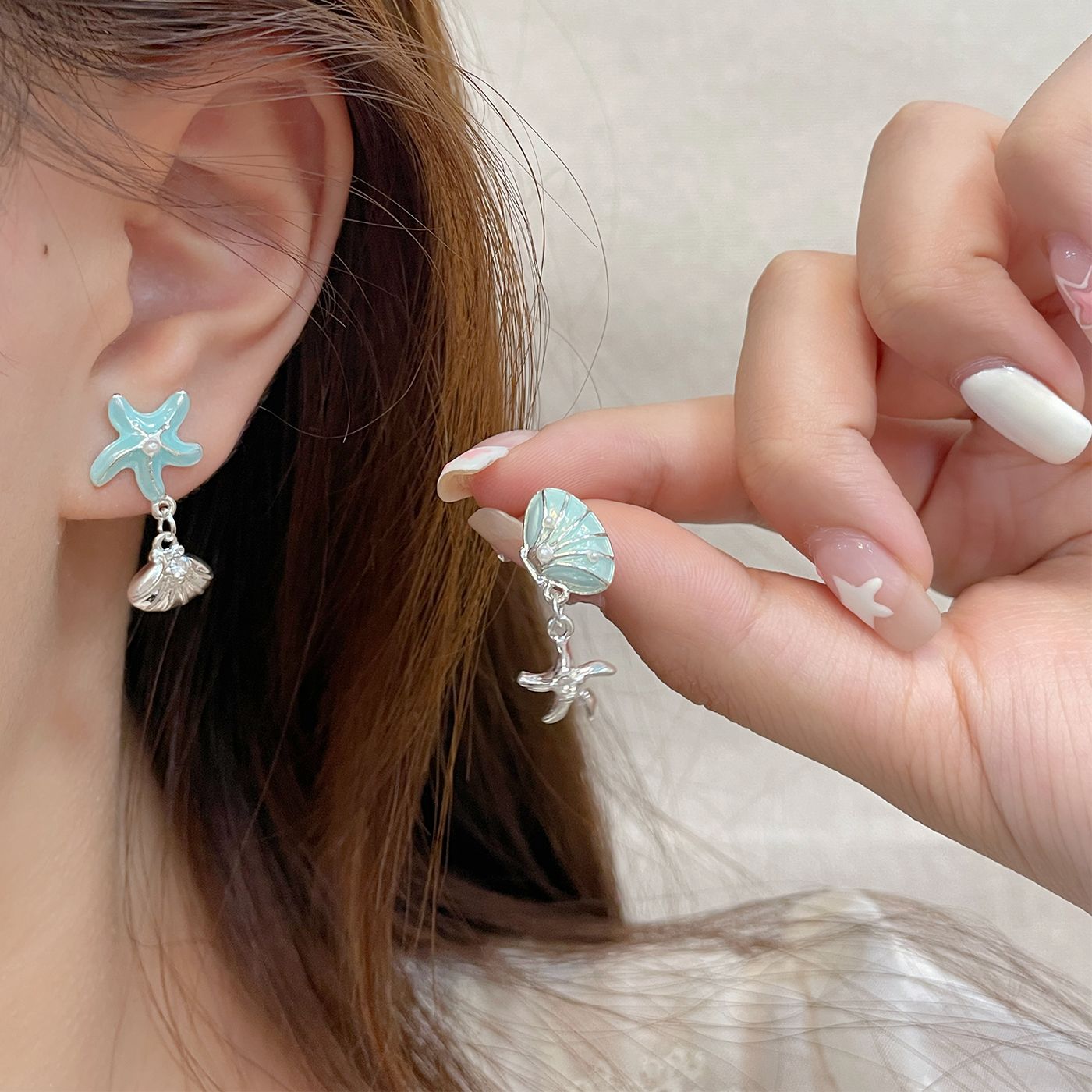 Women's Ocean Cold Shell Sier Needle Simple Earrings
