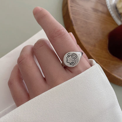 Sier Niche Portrait Simple Open Design Rings