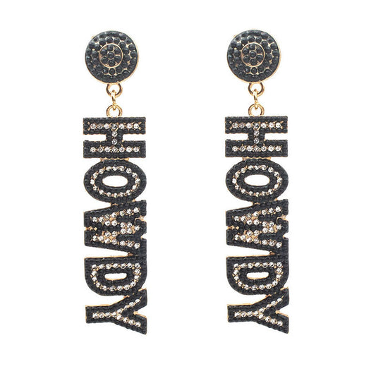 Western Denim Letters Hello Auricular Needle Earrings