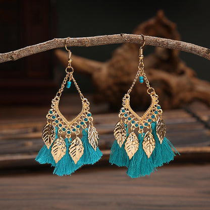 Tassel Leaves Hand-made Your Daisy Ornament Earrings