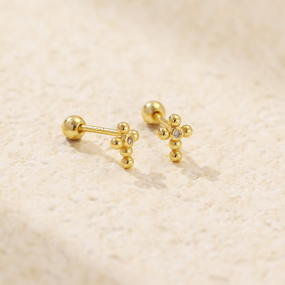 Ear Sier Cross Diamond Threaded Indie Earrings