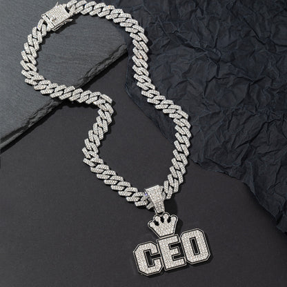 Men's Splendid Diamond Crown Letters For Cuban Necklaces