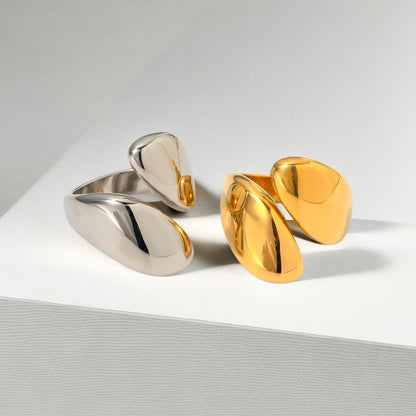 Water Drop Glossy Asymmetric Open Light Luxury Rings