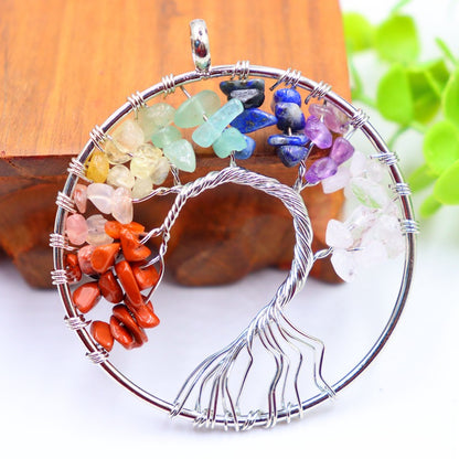 Natural Crystal Gravel Winding Colorful Tree Of Pendants