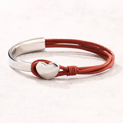 Style Stitching Leather Rope Love Heart Bracelets