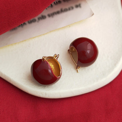 Fashionable Retro Red Series Niche Temperament Earrings