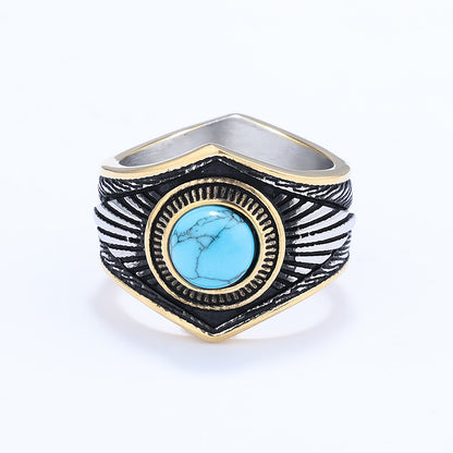 Retro Turquoise Eight Awn Star Personality Indian Rings