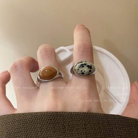 Natural Stone Resin Metal Open Female Rings