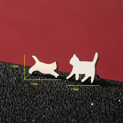 Fashion Small Ear Female Cute Stainless Steel Animal Pet Earrings