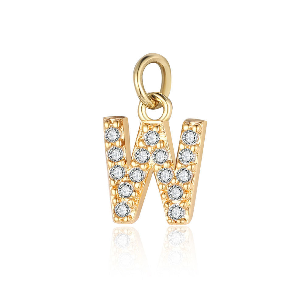 English Letters Copper Zircon Ornaments Accessories Yellow Gold Pendants