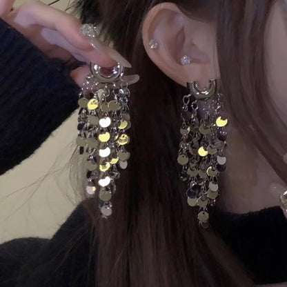 Women's Long Full Rhinestone Tassel Fashion Elegant Earrings