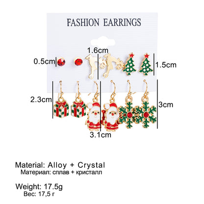 Women's Oil Santa Claus Tree Elk Suit World Party Earrings