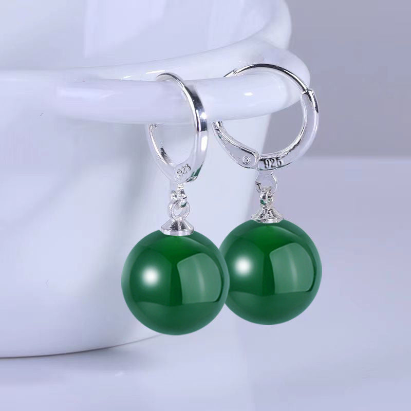 Women's Color Green Agate For Carnelian Ear Earrings