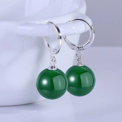 Women's Color Green Agate For Carnelian Ear Earrings