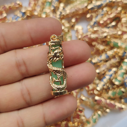 Women's & Men's Alloy Dragon Column Luminous Stone Golden Pendants