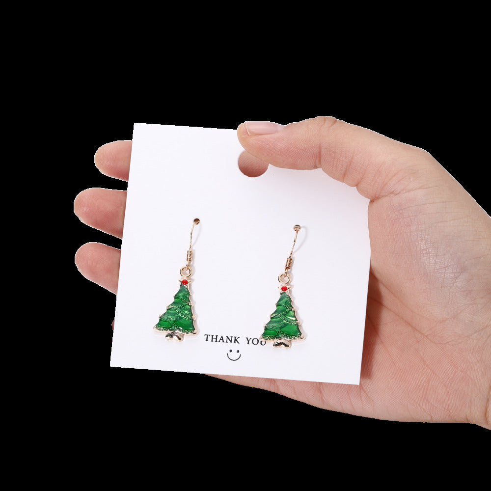 Christmas Tree Elderly Snowflake Crutch Creative Earrings