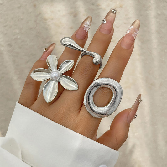 Drop Open Stylish Good Texture Flower Rings