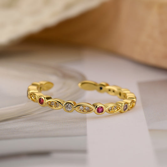 Gold Plated Zircon Geometric Open Female Rings