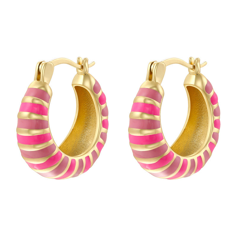 Style Rainbow Color Round Creative Macaron Oval Earrings