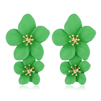 Women's Fresh Flower Bohemian Style Long Earrings