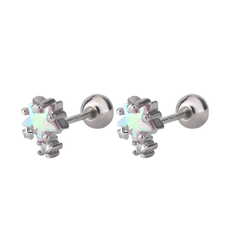 Women's Super Flash Gradient Color Zircon Pentagram Earrings