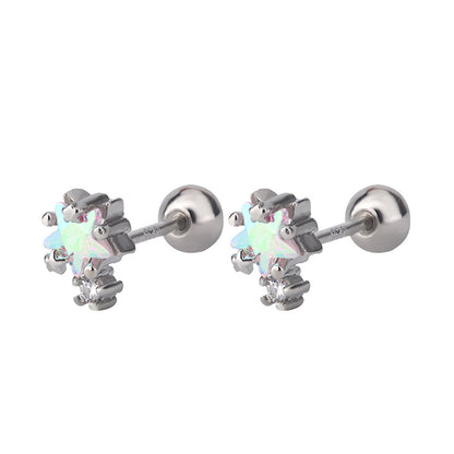 Women's Super Flash Gradient Color Zircon Pentagram Earrings