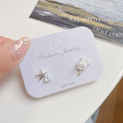 Women's Ocean Cold Shell Sier Needle Simple Earrings