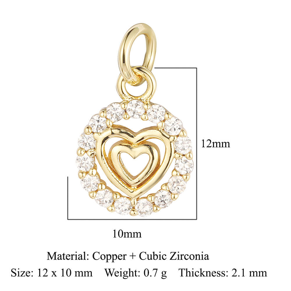 Crown Peach Heart Colorful Love Copper Pendants