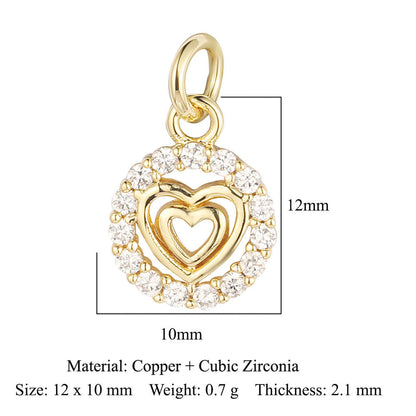 Crown Peach Heart Colorful Love Copper Pendants