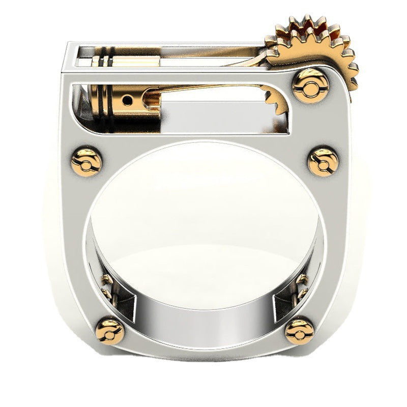 Geometric Mechanical Two-color Unisex Popular Ornament Rings