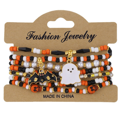 Halloween Pumpkin Polymer Clay Punk Alloy Letter Bracelets