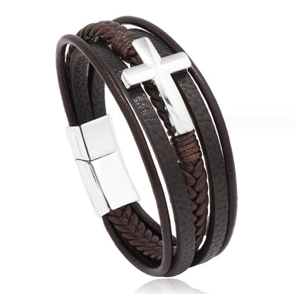 Men's Fashion Retro Alloy Cross Accessories Magnetic Buckle Bracelets