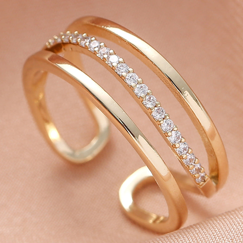 Women's Zircon Simple High-grade Niche Square Round Rings