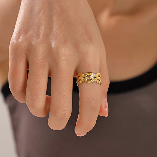 Style Stainless Steel Simple Personalized Open Adjustable Gold Rings