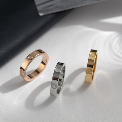 Women's Style Simple Titanium Steel Couple No Pigment Rings