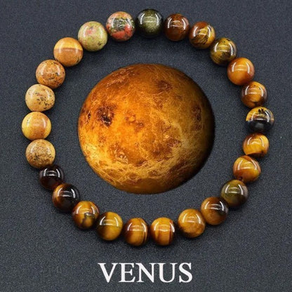 Men's Nine Planets Natural Stone Sun Saturn Bracelets