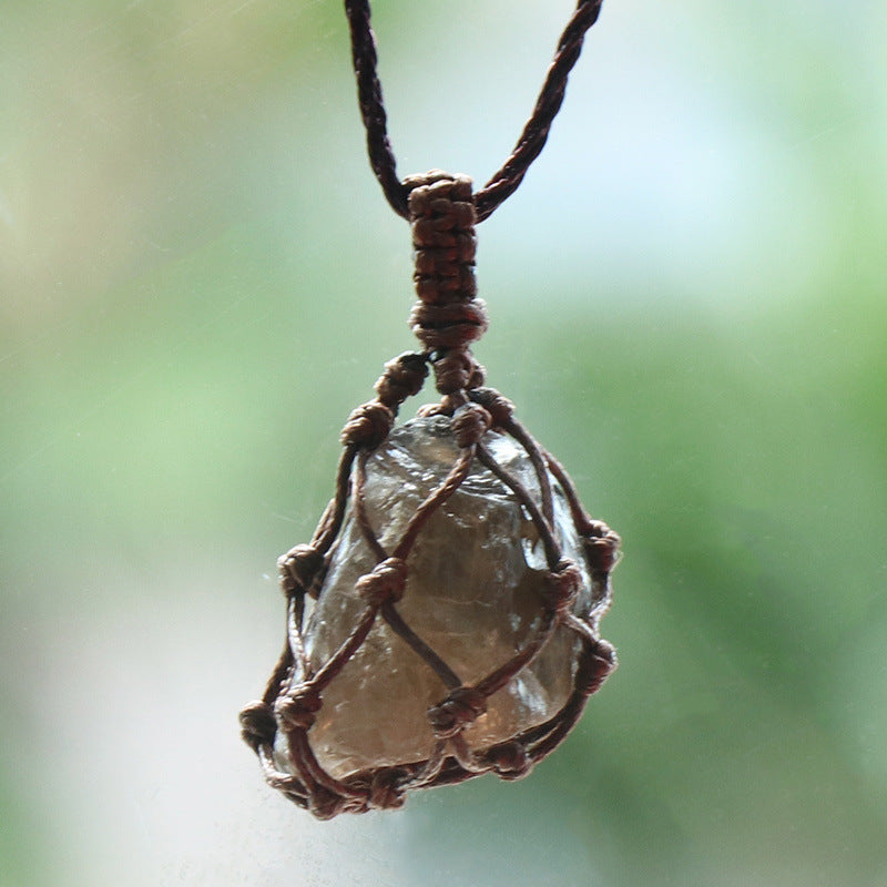 Stone Net Pocket Crystal Agate Rule Pendants