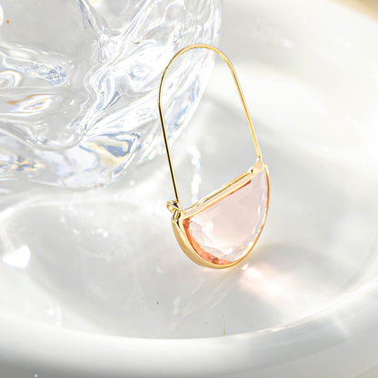 Ornament Simple Transparent Crystal Glass Semi-circle Female Earrings