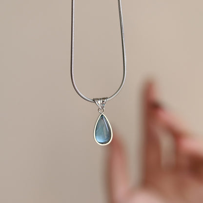 Women's Lux Clear Green Blue Water Drop Shape Marine Necklaces