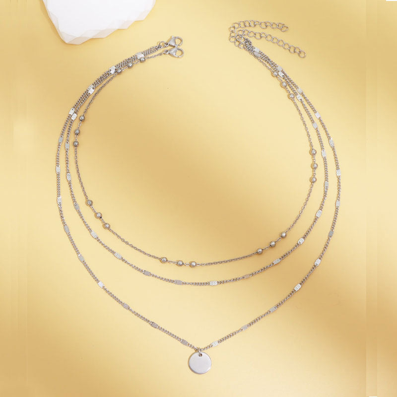 Women's Round Simple Clavicle Chain Neck Ornament Necklaces