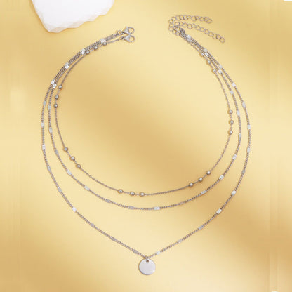 Women's Round Simple Clavicle Chain Neck Ornament Necklaces