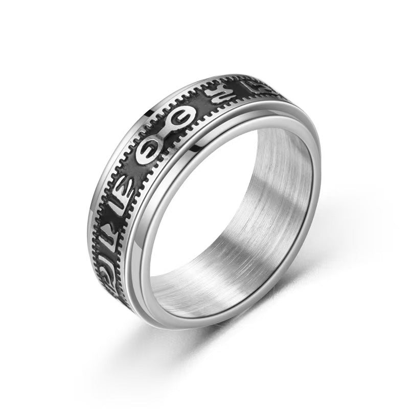 Men's Titanium Steel Couple Stainless Domineering Retro Rings