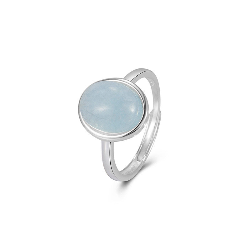 Sier Aquamarine Female Design High Sense Rings