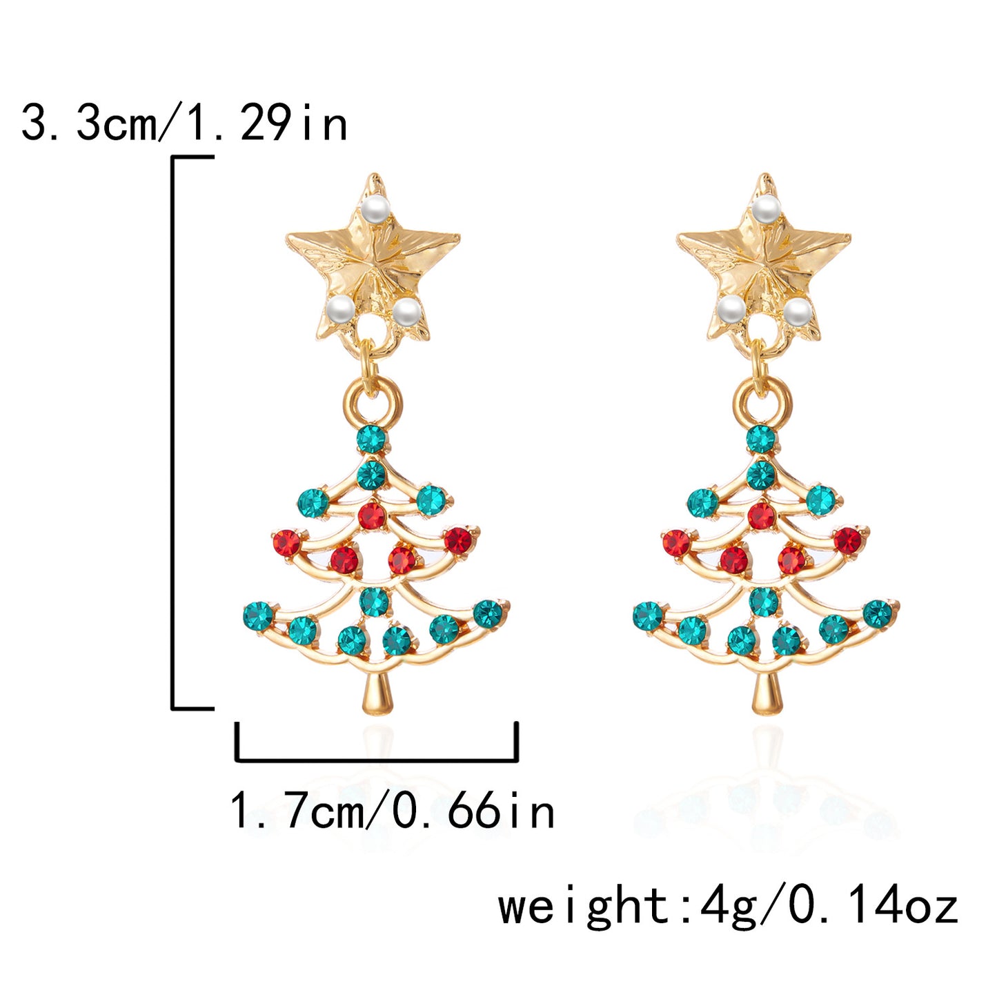 Christmas Tree Hat Santa Claus Asymmetric Earrings