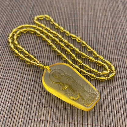 Women's & Men's Ornaments Glaze Yellow God Of Wealth Pendants