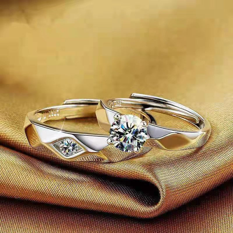 Women's & Men's Open Mouth White Gold Plated Wedding Simulation Rings