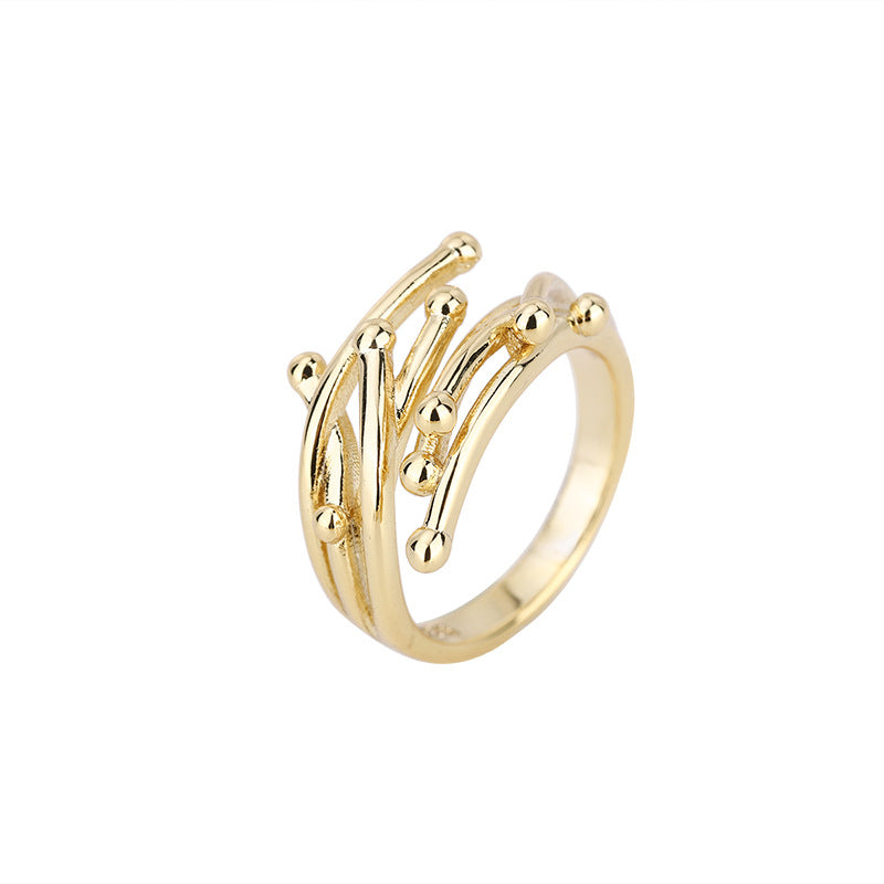 Korean Branch Minimalist Design Wind Geometric Rings